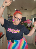 CLEARANCE Ashy Anne "Groove is in the heart" Shirt - Orange, Pink, Green and Blue on Navy