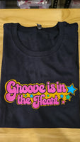 CLEARANCE Ashy Anne "Groove is in the heart" Shirt - Orange, Pink, Green and Blue on Navy