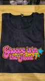 CLEARANCE Ashy Anne "Groove is in the heart" Shirt - Orange, Pink, Green and Blue on Navy