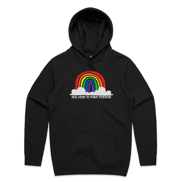 Ashy Anne NOT HERE TO MAKE FRIENDS Hoody - Rainbow on Black