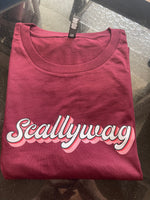 CLEARANCE Ashy Anne "SCALLYWAG" shirt - Pink/Red on Burgundy