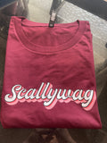 CLEARANCE Ashy Anne "SCALLYWAG" shirt - Pink/Red on Burgundy