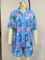 CLEARANCE Ashy Anne Sweary Dino Pyjamas - Button Shirt and Short Set