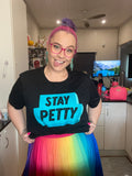 Ashy Anne STAY PETTY Shirt - Aqua on Black