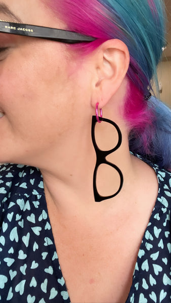 Mega Ashy Anne Glasses Dangles on Pink Huggies