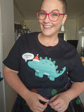 PREORDER ETA Early November Ashy Anne Christmas Dino (Safe for work) Shirt - GREEN on Black