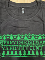 PREORDER ETA Early November Ashy Anne Christmas Cunt Shirt - GREEN on Black