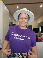 Ashy Anne "Sooky La La Extraordinaire" shirt - Puff Print White on Purple