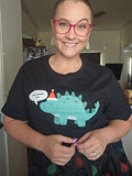 PREORDER ETA Early November Ashy Anne Christmas Dino (Safe for work) Shirt - GREEN on Black